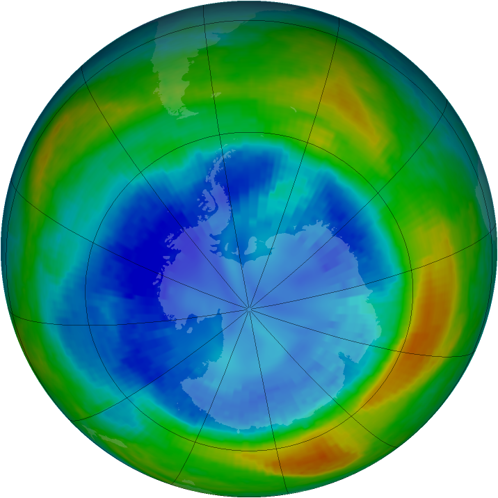 Antarctic ozone map for 01 September 2004